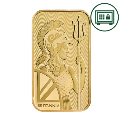 A picture of a 1 oz Britannia Gold Bar - Secure Storage